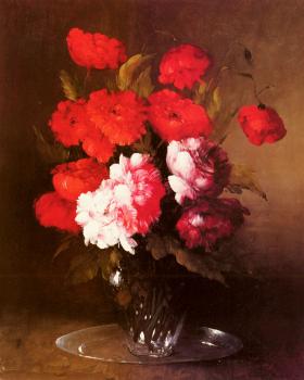 傑曼 西奧多爾 尅勒門特 立波特 Pink Peonies And Poppies In A Glass Vase 傑曼 西奧多爾 尅勒門特 立波特 Pink Peonies And Poppies In A Glass Vase